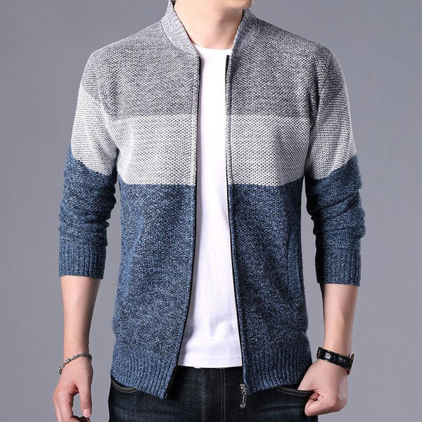 Men's Autumn Winter Fleece Hooded Jacket Slim Fit Casual Warm Coat