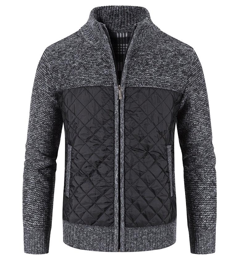 Men's Autumn Winter Fleece Hooded Jacket Slim Fit Casual Warm Coat