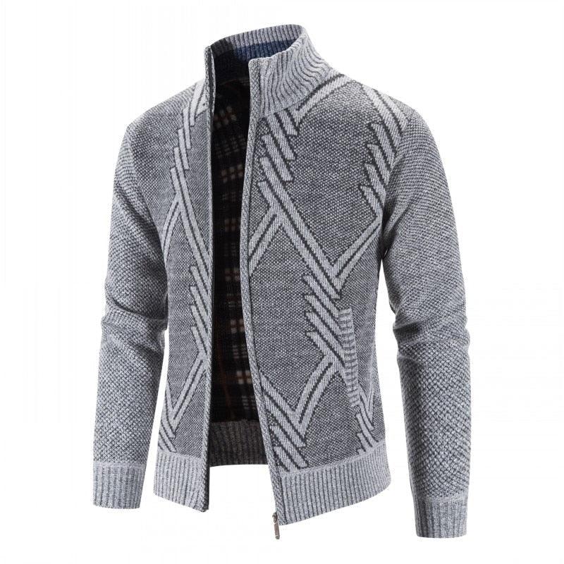 Men's Autumn Winter Fleece Hooded Jacket Slim Fit Casual Warm Coat