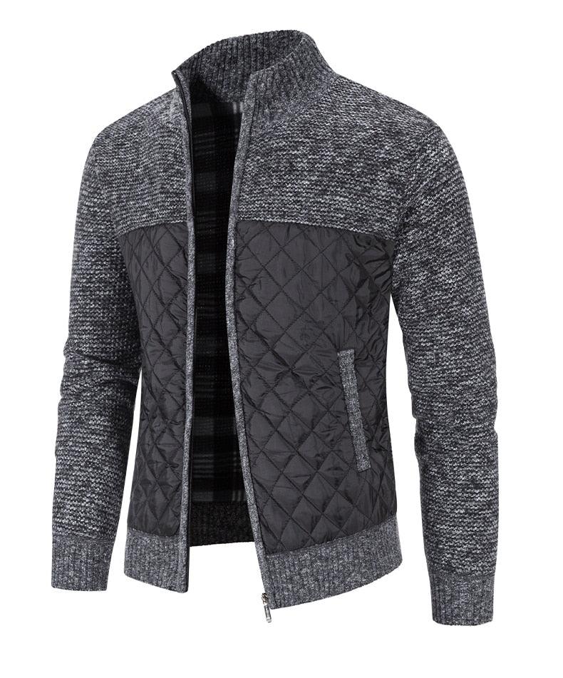 Men's Autumn Winter Fleece Hooded Jacket Slim Fit Casual Warm Coat