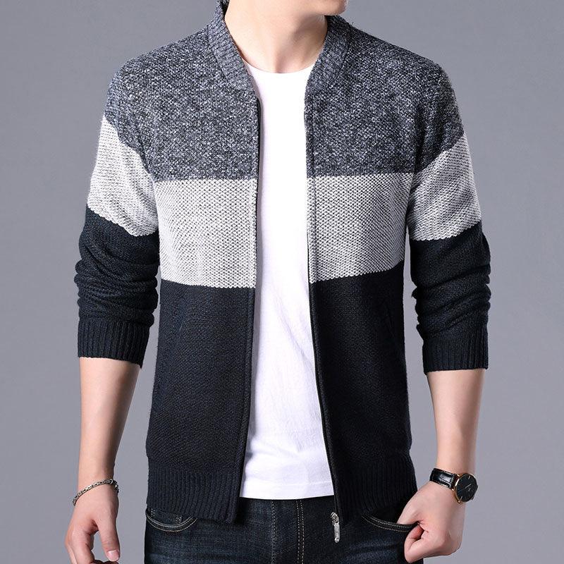 Men's Autumn Winter Fleece Hooded Jacket Slim Fit Casual Warm Coat