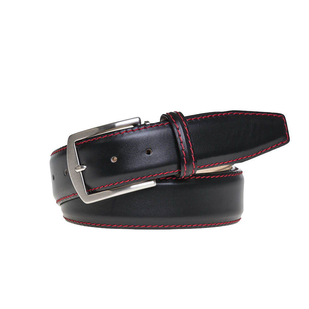 Black Italian Smooth Calf Leather Belt